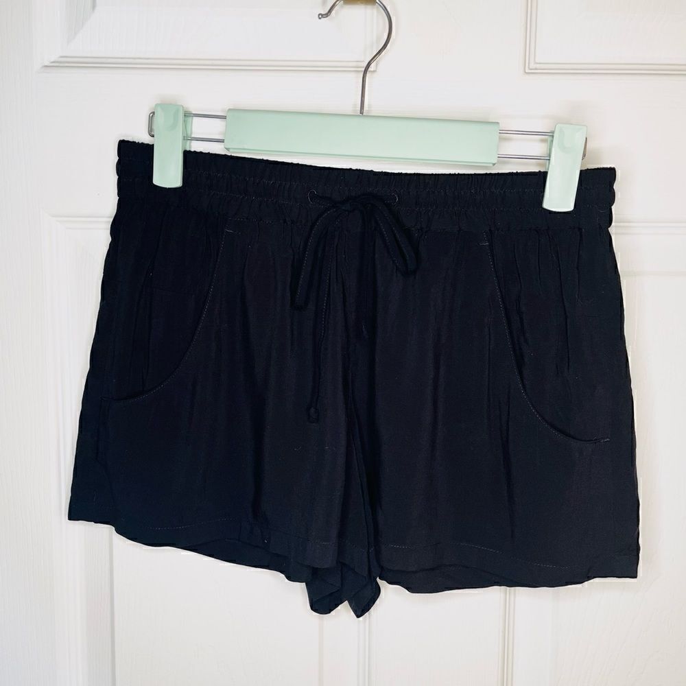 French Connection Pocket Drawstring Mini Shorts Black 0 - Picture 3 of 8